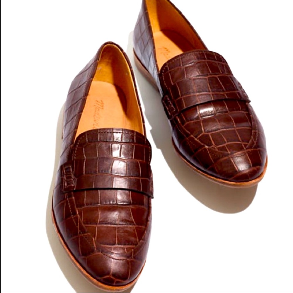 Madewell Alex Loafer in Croc Embossed Leather 6.5